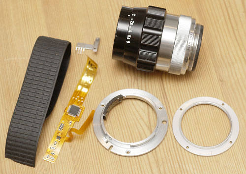 All the Bits and Pieces Needed for Conversion of the Ultra-Micro-Nikkor 55 mm lens